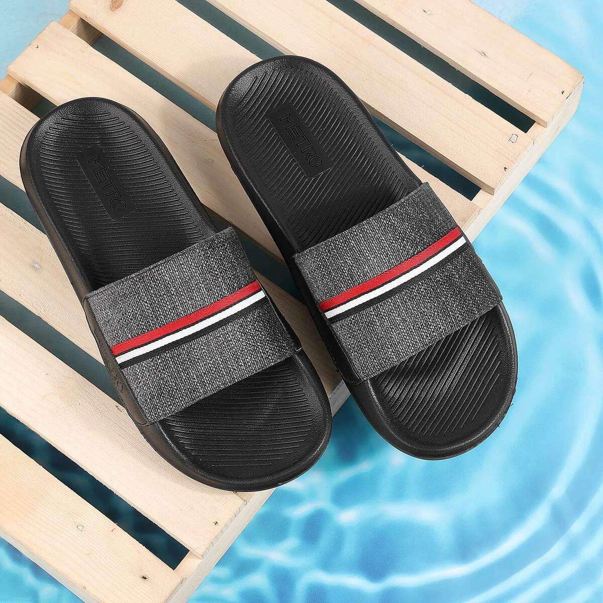 Men Black Casual Slippers